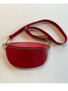BORSE IN PELLE Crossbody Bag Red Made in Italy NEW